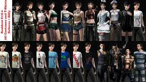 Resident Evil Zero 0 - All 14 Costumes (Rebecca + Billy), and 9 T-shirts ( Rebecca) - YouTube