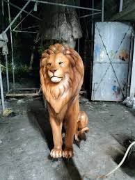Realistic Colour Fiber Lion Statue For