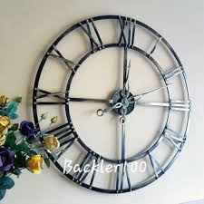 Large Skeleton Wall Clock Round Metal