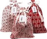 Amazon.com: Appleby Lane Reusable Fabric Gift Bags (Large Set, Red ...