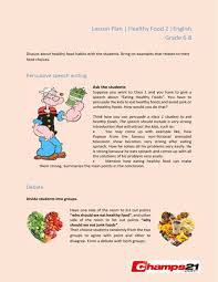 lesson plan healthy food 2 english