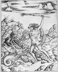 heroes in italian mythological prints essay heilbrunn timeline hercules and the hydra wielding a torch he attacks the winged multi headed