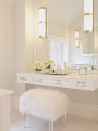 curved makeup vanity with lucite and