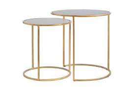 Nest Of Eich Tables Smoked Glass Gold