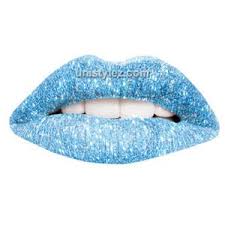 blue glitter temporary lip tattoos by