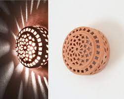 Round Natural Clay Wall Light Small