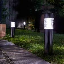 Silver Bollard Garden Post Light