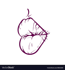 outline lip kiss royalty free vector