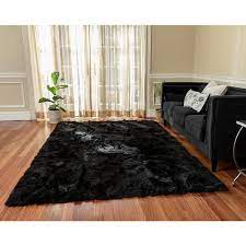 walk on me rectangular faux sheepskin area rug 6 x 9 black