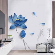 Blue Lotus Flowers Wall Decals Wall