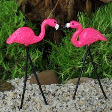 Retro Flamingo Pair Mini Lawn Flamingos