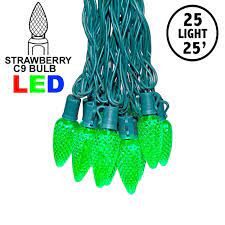 led c9 light sets with green bulbs