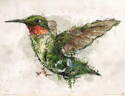 Ruby Throated Hummingbird Art Print