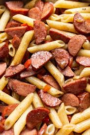 simple balsamic smoked sausage pasta