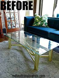 thrifty vintage brass glass coffee table