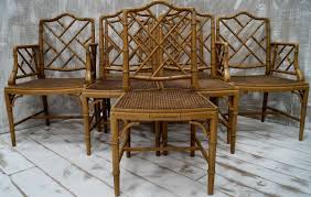The most common bamboo dining set material is wood. Chinese Chippendale Style Cane Faux Bamboo Dining Chairs Set Of 8 For Sale At Pamono