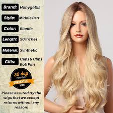 honygebia blonde middle part wig long