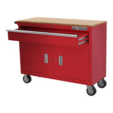 mobile workbench with solid wood top