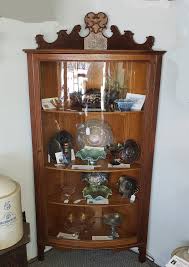 antique oak corner china cabinet curio