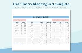 grocery ping cost template in excel
