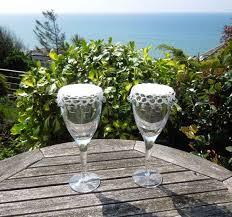 Pair Of Crochet Wine Glass Covers Edged