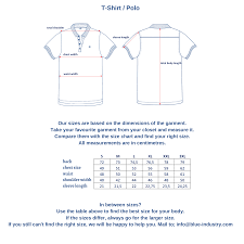 size chart t shirt polo blue industry