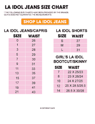 La Idol Women S Jeans Size Chart The Best Style Jeans