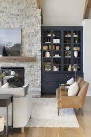 Gray Stone Fireplace With Hearth