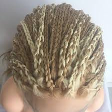 Remember when hair streaks were done almost exclusively with hair mascara? Amazon Com Natural Hairline Box Braided Afro America Synthetic Hair Brown Blonde Streak Handmade Braids Lace Front Wig Long Highlight Color Party Drag Queen Wigs 28 Inches Beauty