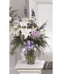 lavender white vase arrangement