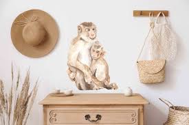 Mom And Baby Monkeys Wall Decals