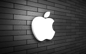 apple 3d logo gray brickwall
