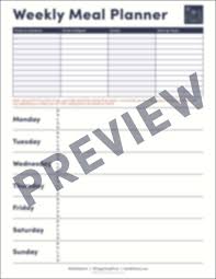 weekly meal planner template solid