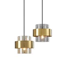 Gold Cylinder Pendant Lights Smoked
