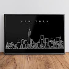 city skyline art black framed art