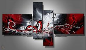 oil paintings red black white home