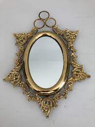 Brass Mirror Vintage Small Brass Wall