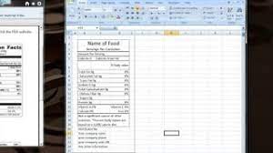 excel template for nutrition facts