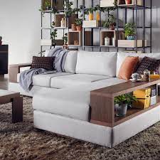 elda l shape fabric sofa with wooden