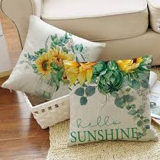 watercolor sunflower throw pillow cover