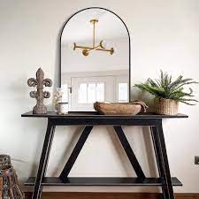 Gogexx 24 In W X 36 In H Large Framed Arched Classic Black Accent Mirror Wall Mirror