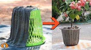 By tim and mary vidra. Diy Concrete Planter Cement Craft Ideas Make A Beautiful Cement Flower Pot From Plastic Baskets Youtube