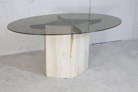 dining table with stone base and smoked