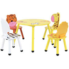 Wooden kids table and chairs. Buy 4 Seat Kids Jungle Safari Wooden Table Chairs Set Online At Cherry Lane