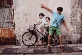 Little Children On A Bicycle Mural