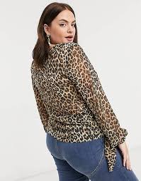 Animal print tops for women. River Island Plus Leopard Print Drape Asymmetric Blouse In Brown Asos
