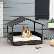 Wicker Dog House Sofa Bed With Cushion