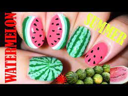 watermelon nail art step by step