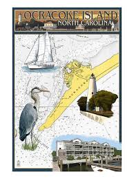 Ocracoke Outer Banks North Carolina Nautical Chart Art Print By Lantern Press Art Com
