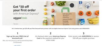 Click the 'add a card' widget from the advertisement and enter your credit card or debit card details. Ymmv Amazon Fresh Free Trial 30 Off First Order For American Express Cardholders Doctor Of Credit